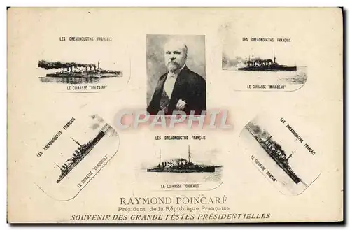 Cartes postales Bateau de guerre Raymond Poincare Condorcet Voltaire Mirabeau Danton