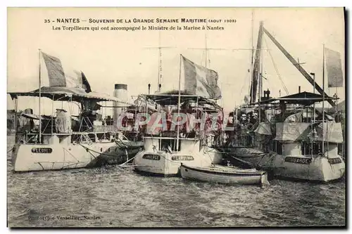 Ansichtskarte AK Bateau de guerre Nantes Souvenir de la grande semaine maritime Les torpilleurs Aout 1908