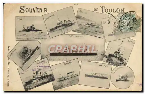 Ansichtskarte AK Bateau de guerre Toulon Gaulois Iena Suffren Charlemagne Desaix