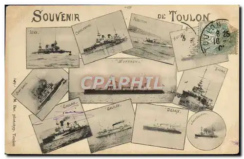 Cartes postales Bateau de guerre Toulon Gaulois Iena Suffren Charlemagne Desaix