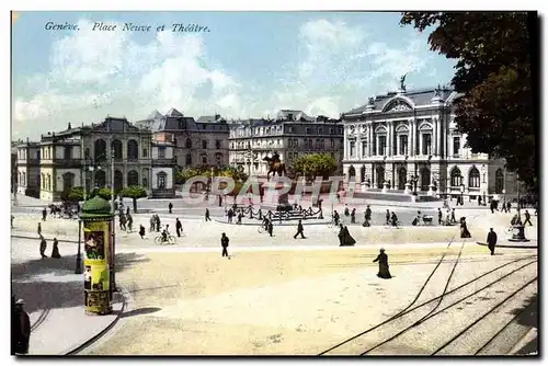 Cartes postales Geneve Place Neuve et theatre