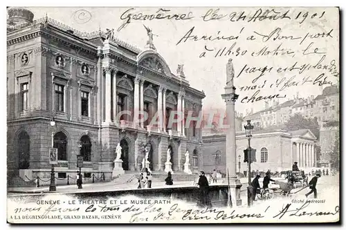 Cartes postales Geneve Le theatre et le musee Rath