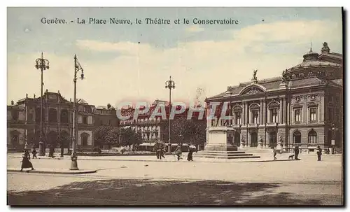 Ansichtskarte AK Geneve La place neuve le theatre et le conservatoire