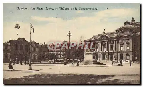 Cartes postales Geneve La place neuve le theatre et le conservatoire