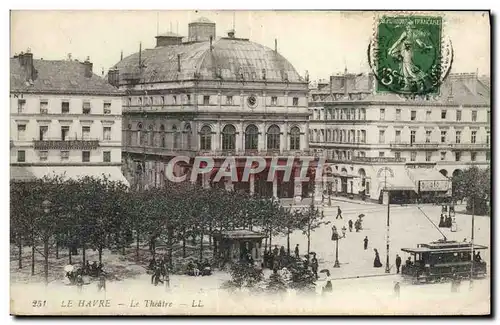 Cartes postales Le theatre Le Havre Tramway