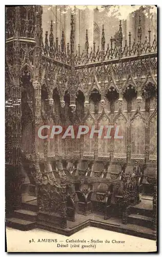 Cartes postales Amiens Cathedrale Stalles du Choeur Detail Cote gauche