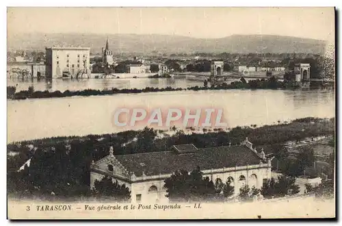 Ansichtskarte AK Tarascon Vue Generale et le Pont Suspendu