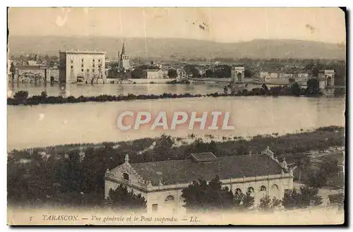 Ansichtskarte AK Tarascon Vue Generale et le Pont Suspendu