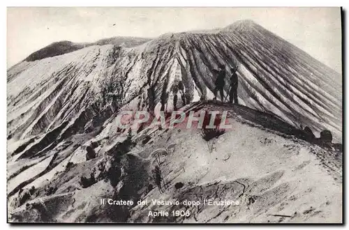 Cartes postales Volcan Il cratere del Vesuvio dopo l&#39eruzione Aprile 1906