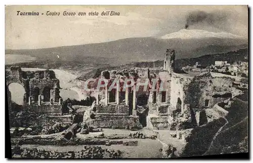Cartes postales Volcan Taormina Teatro Greco con vista dell Etna