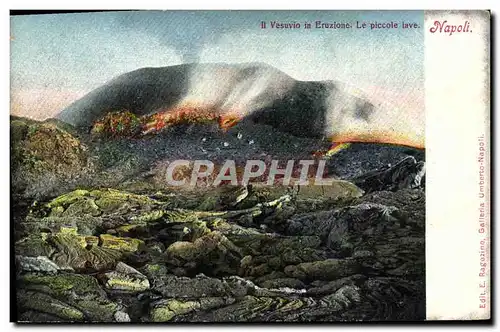 Cartes postales Volcan Napoli Il Vesuvio in eruzione Le piccole lave