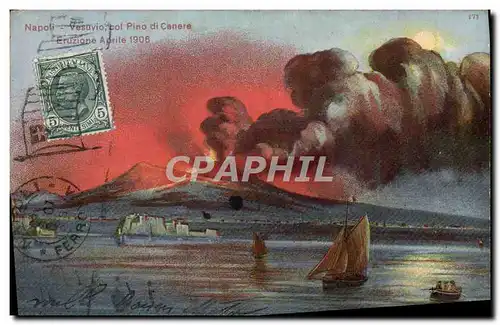 Cartes postales Volcan Napoli Vesuvio col Pino di Canere Eruzione Aprile 1906