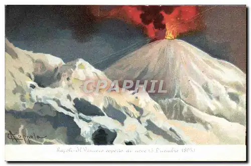 Cartes postales Volcan Napoli Il Vesuvio coperto di neve 1895