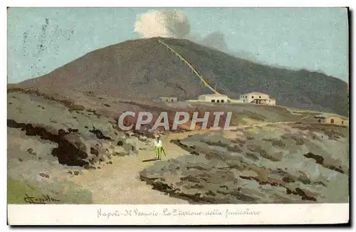 Ansichtskarte AK Volcan Napoli Il Vesuvio La stazione della funiculare