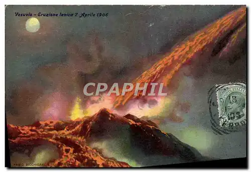 Cartes postales Volcan Vesuvio Eruione lavica 7 Aprile 1906