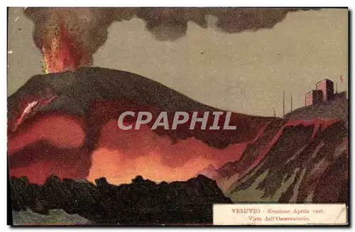 Ansichtskarte AK Volcan Vesuvio Eruzione Aprile 1906 Vista dall osservatorio