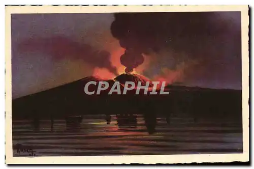 Ansichtskarte AK Volcan Napoli Vesuvio di notte