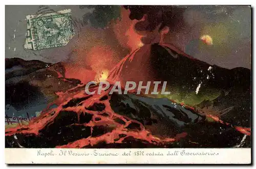 Ansichtskarte AK Volcan Napoli Il Vesuvio Eruzione del 1872 dall Oservatorio