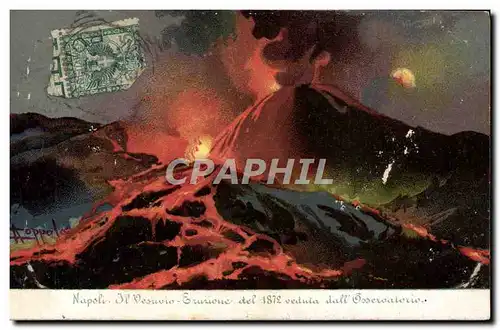 Cartes postales Volcan Napoli Il Vesuvio Eruzione del 1872 dall Oservatorio