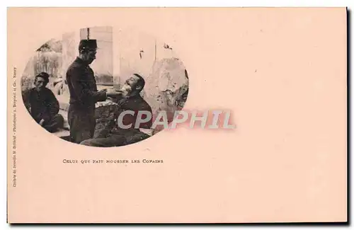 Cartes postales Militaria Coiffeur Perruquier Celui qui fait mousser les copains