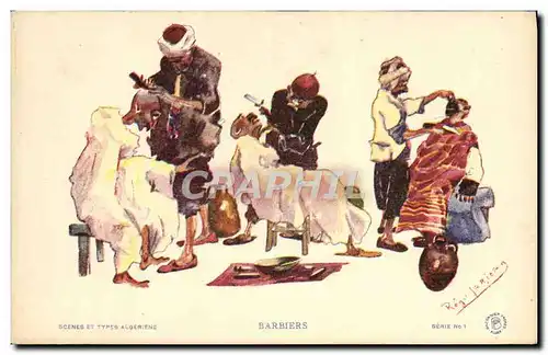 Cartes postales Barbiers Coiffeur Perruquier