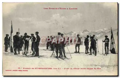 Ansichtskarte AK Sports d&#39hiver Ski Plateau de Superbagneres Avant le depart d&#39une course en skis