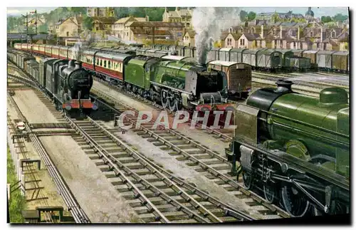 Cartes postales Train Locomotive Lancaster Castle station