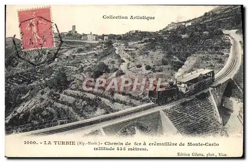 Ansichtskarte AK Train Locomotive La Turbie Chemin de fer a cremaillere de Monte Carlo