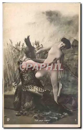 Cartes postales Nu erotique Sur mon coeur !