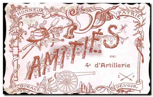 Ansichtskarte AK Militaria Amities du 4eme d&#39artillerie