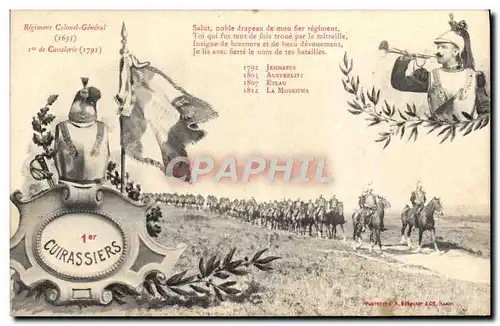 Cartes postales Militaria 1er Cuirassiers