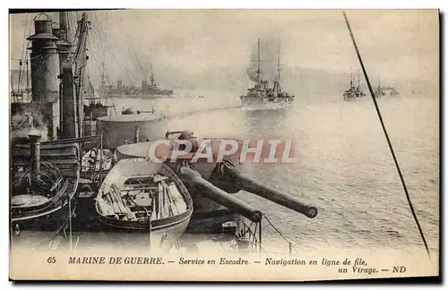 Cartes postales Bateau Guerre Service en escadre Navigation en ligne de file Un virage