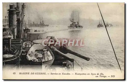 Cartes postales Bateau Guerre Service en escadre Navigation en ligne de file Un virage