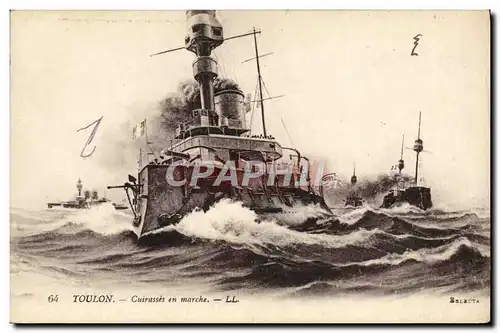 Cartes postales Bateau Guerre Toulon Cuirasses en marche