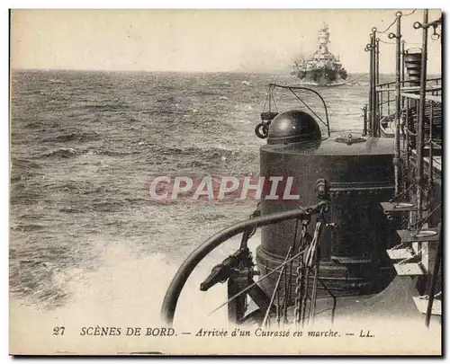 Cartes postales Bateau Guerre Arrivee d&#39un cuirasse en marche