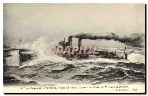 Cartes postales Bateau Guerre Torpilleur a turbines