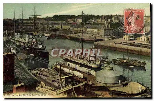 Ansichtskarte AK Bateau Guerre Brest le port de guerre et la ville