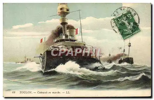 Cartes postales Bateau Guerre Toulon Cuirasses en marche