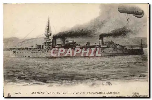 Cartes postales Bateau Guerre Exercice d'observation Saucisse