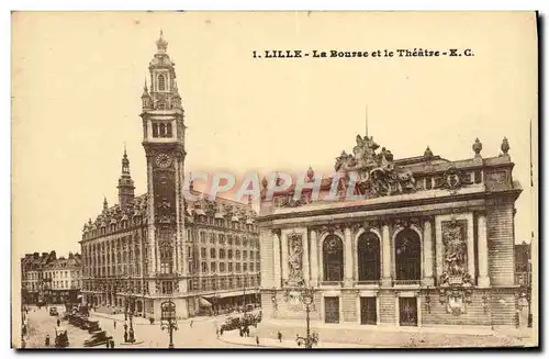 Cartes postales Lille La Bourse et le Theatre