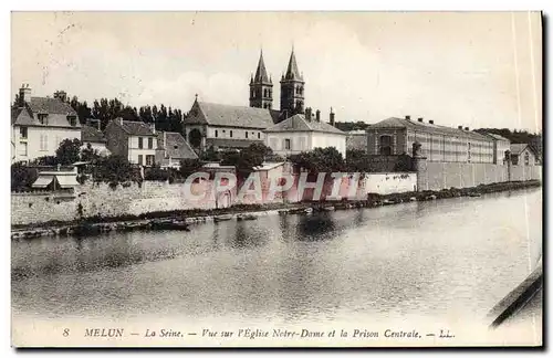 Ansichtskarte AK Melun La Seine Vue Sur L&#39Eglise Notre Dame et la prison centrale