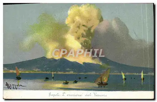 Ansichtskarte AK Volcan Napoli L&#39eruzione del Vesuvio