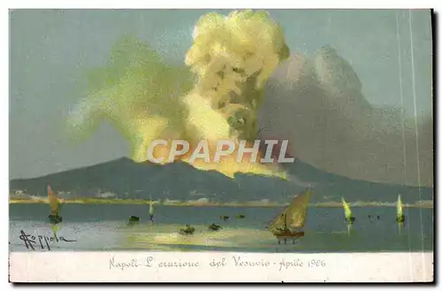 Cartes postales Volcan Napoli L&#39eruzione del Vesuvio Aprile 1906
