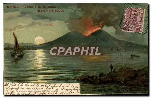 Cartes postales Volcan Napoli Vesuvio in eruzione Novembre 1899