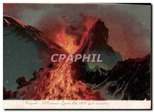 Cartes postales Volcan Napoli Il Vesuvio Lave del 1872 sul cratere