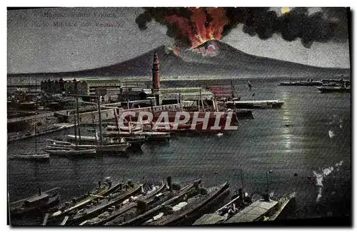 Cartes postales Volcan Napoli e porto militare col Vesuvo Bateaux