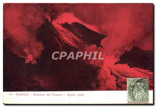 Cartes postales Volcan Napoli Eruzione del Vesuvio Aprile 1906