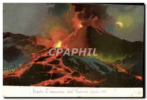 Ansichtskarte AK Volcan Napoli L&#39eruzione del Vesuvio Aprile 1906