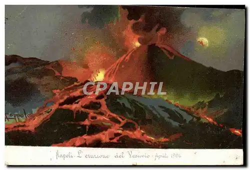 Cartes postales Volcan Napoli L&#39eruzione del Vesuvio Aprile 1906