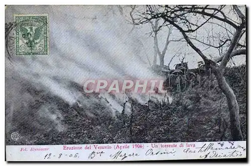 Ansichtskarte AK Volcan Eruzione del Vesuvio Aprile 1906 Un torrente di lava